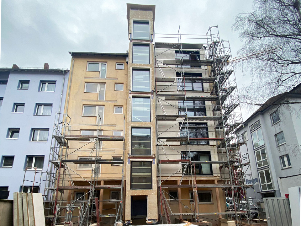 Ökologische und energieeffiziente Sanierung für die Deutsche Stiftung Denkmalschutz Ansicht Baugerüst